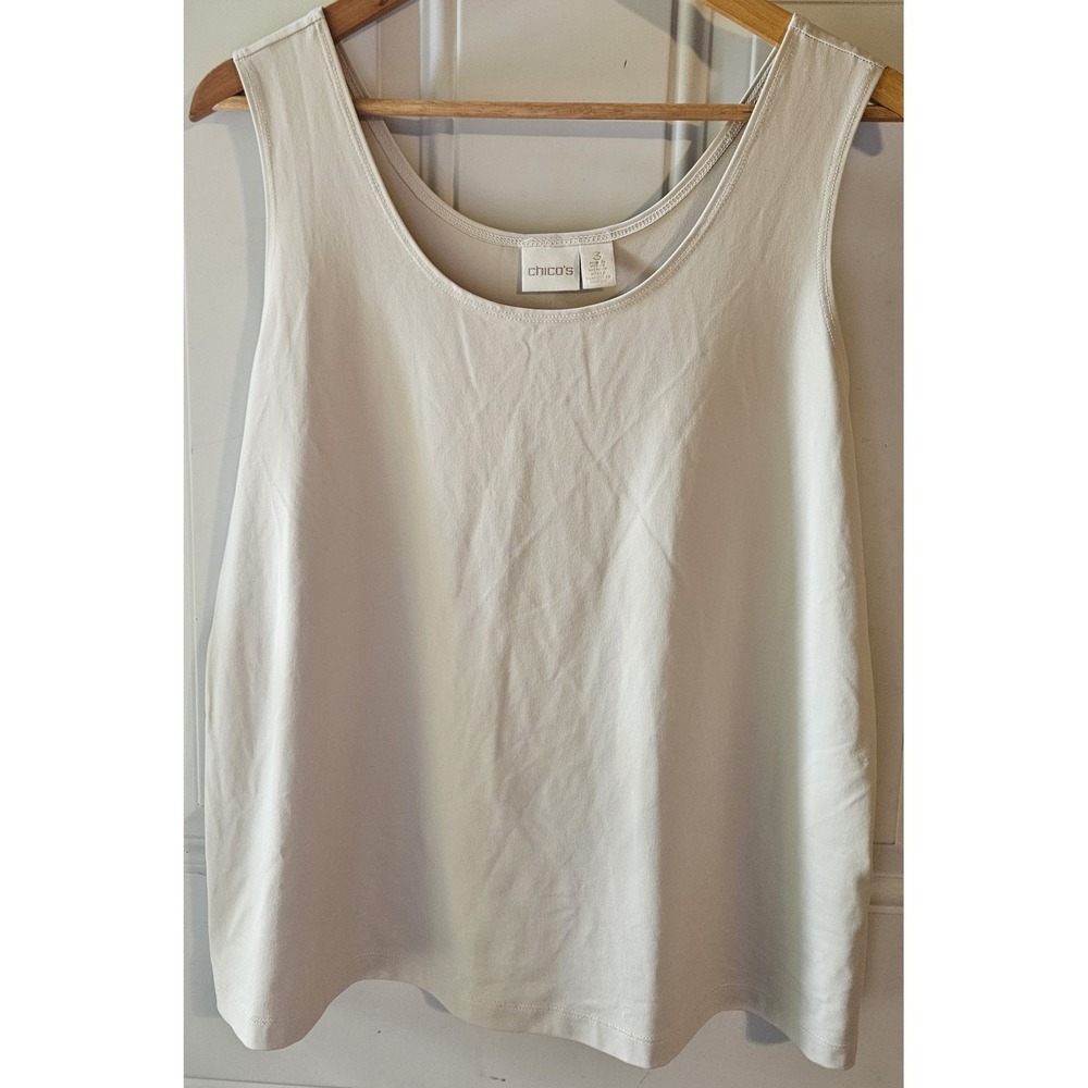 Chico's Travelers Tank Top Women's Size 3 XL White Stretch Sleeveless Scoop Neck
